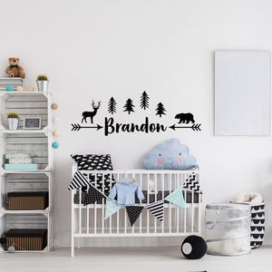Personalized Kids Name Wall Decal Woodland